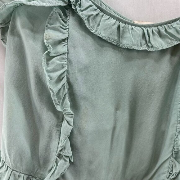 H&M Tank Top Womens Size 6 Ruffled Tiered Cami Sleeveless Viscose Silk Green - Picture 3 of 8